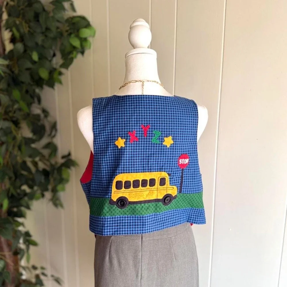 Vintage 90s School Teacher Patchwork Novelty Vest